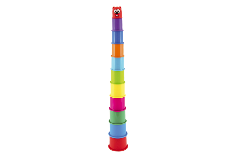 TEDDIES Kubus pyramída skladačka guľatá plast 11 ks, 12m+