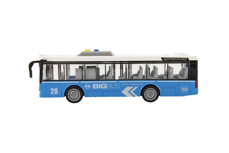 TEDDIES Autobus modrý na zotrvačník 28 cm