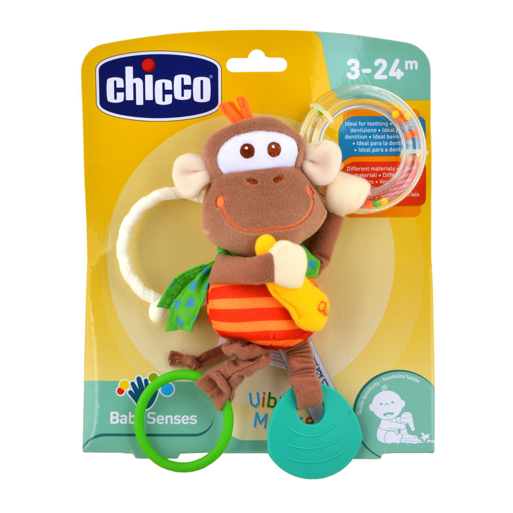 CHICCO Kousátko/chrastítko vibrující opice 3m+