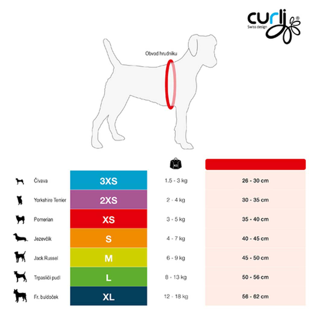 CURLI Postroj pre psov so sponou Merino vlna Red S, 4-7 kg