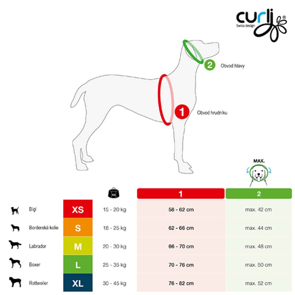 CURLI Postroj pre psov Belka Red S, 15-25 kg