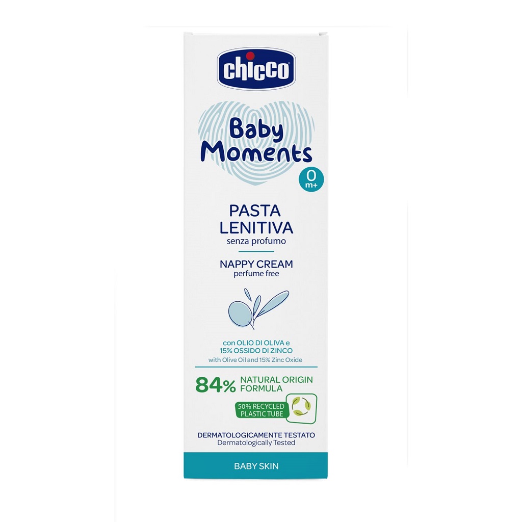 CHICCO Krém na dětský zadeček zklidňující bez parfemace Baby Moments 84 % přírodních složek 100 ml