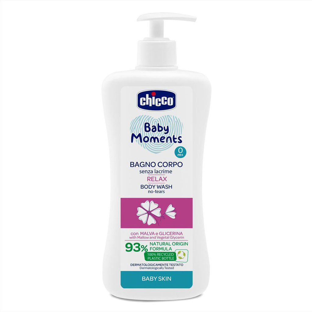 CHICCO Šampon na tělo s dávkovačem Baby Moments Relax 93% přírodních složek 500 ml