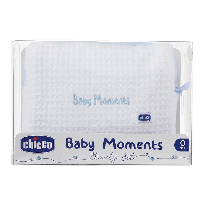 CHICCO Kapsička kosmetická na zip - Set Baby Moments modrá