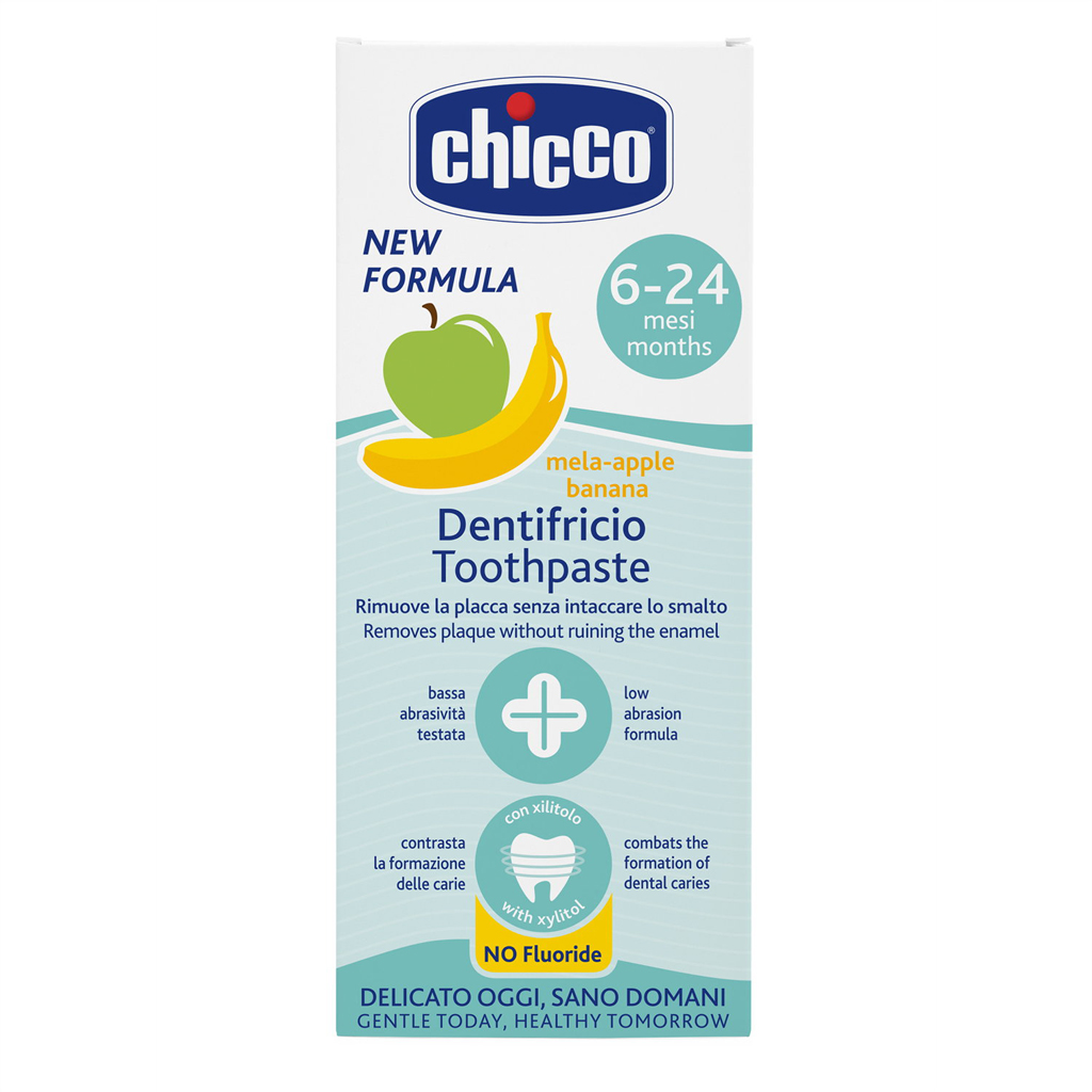 CHICCO Pasta zubná Jablko-banán bez fluóru 50ml, 6-24m