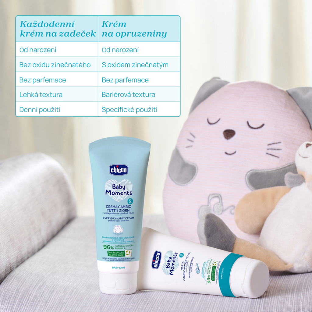 CHICCO Krém na dětský zadeček se zinkem, Baby Moments 100ml, 0m+