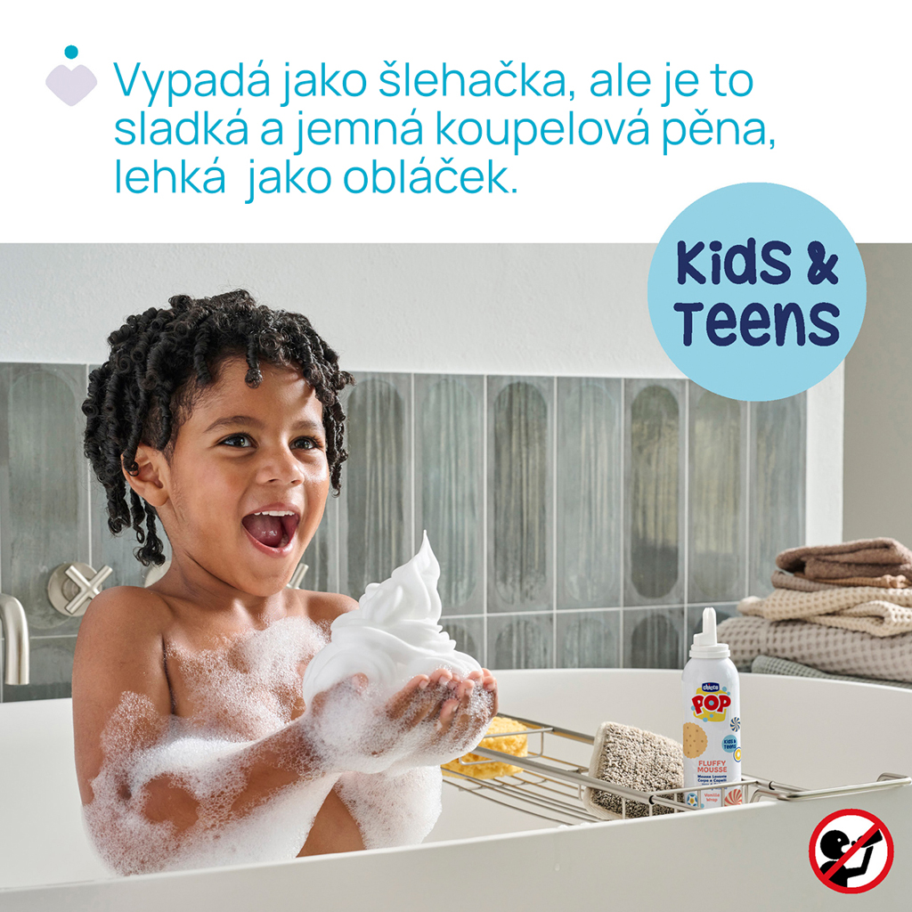 CHICCO Pena na vlasy a telo Vanilla wrap POP pre deti a teenagerov 200ml