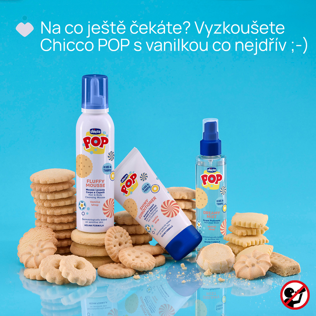 CHICCO Pena na vlasy a telo Vanilla wrap POP pre deti a teenagerov 200ml