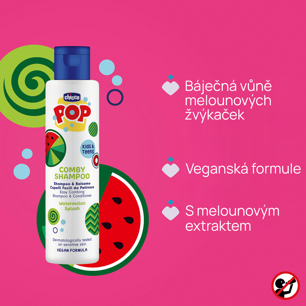 CHICCO Šampón a kondicionér Comby Watermelon POP pre deti a teenagerov 250ml
