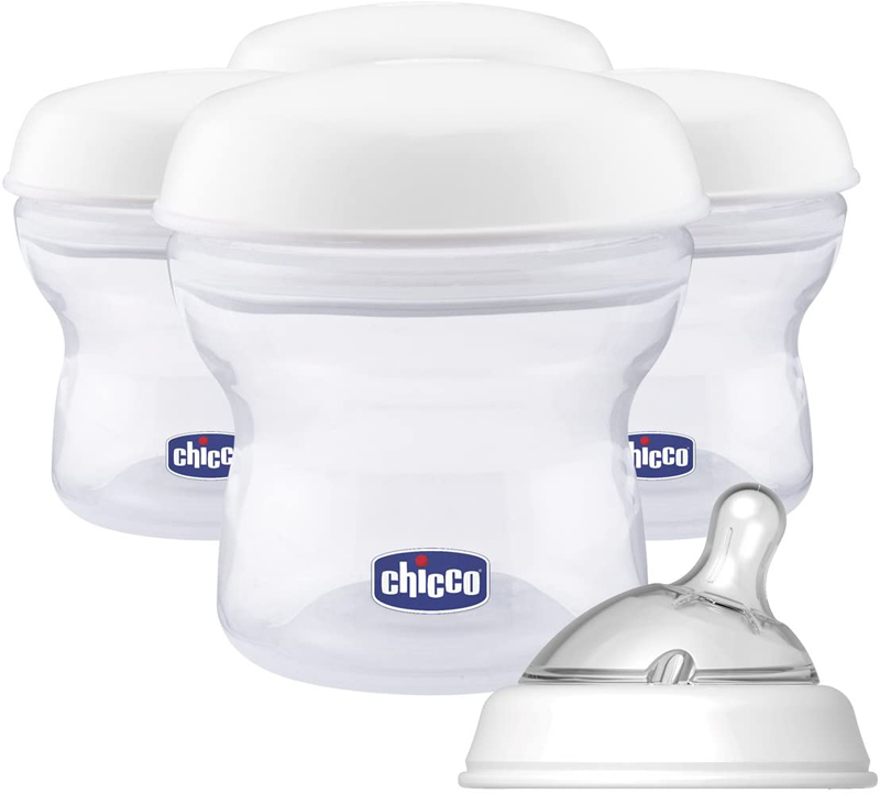 CHICCO Zásobníky viacúčelové na materské mlieko s fľaškovou násadkou Natural Feeling, 4ks