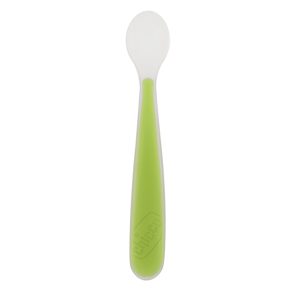 CHICCO Lyžička silikónová Soft zelená 6m+