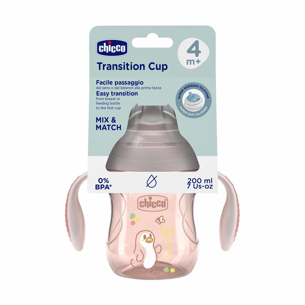 CHICCO Hrnček Transition učiaci s držadlami pink, 4m+