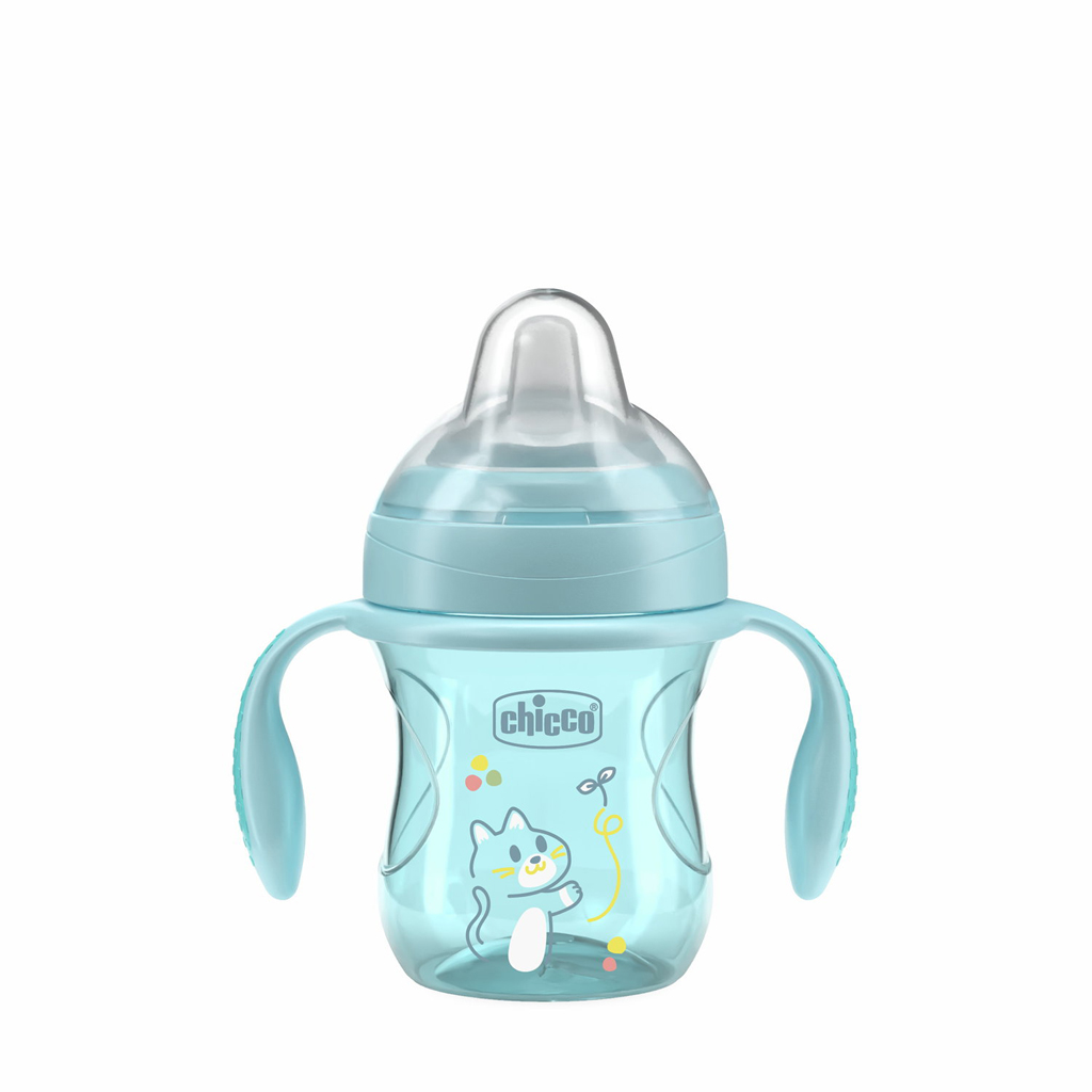 CHICCO Hrnček Transition učiaci s držadlami teal, 4m+