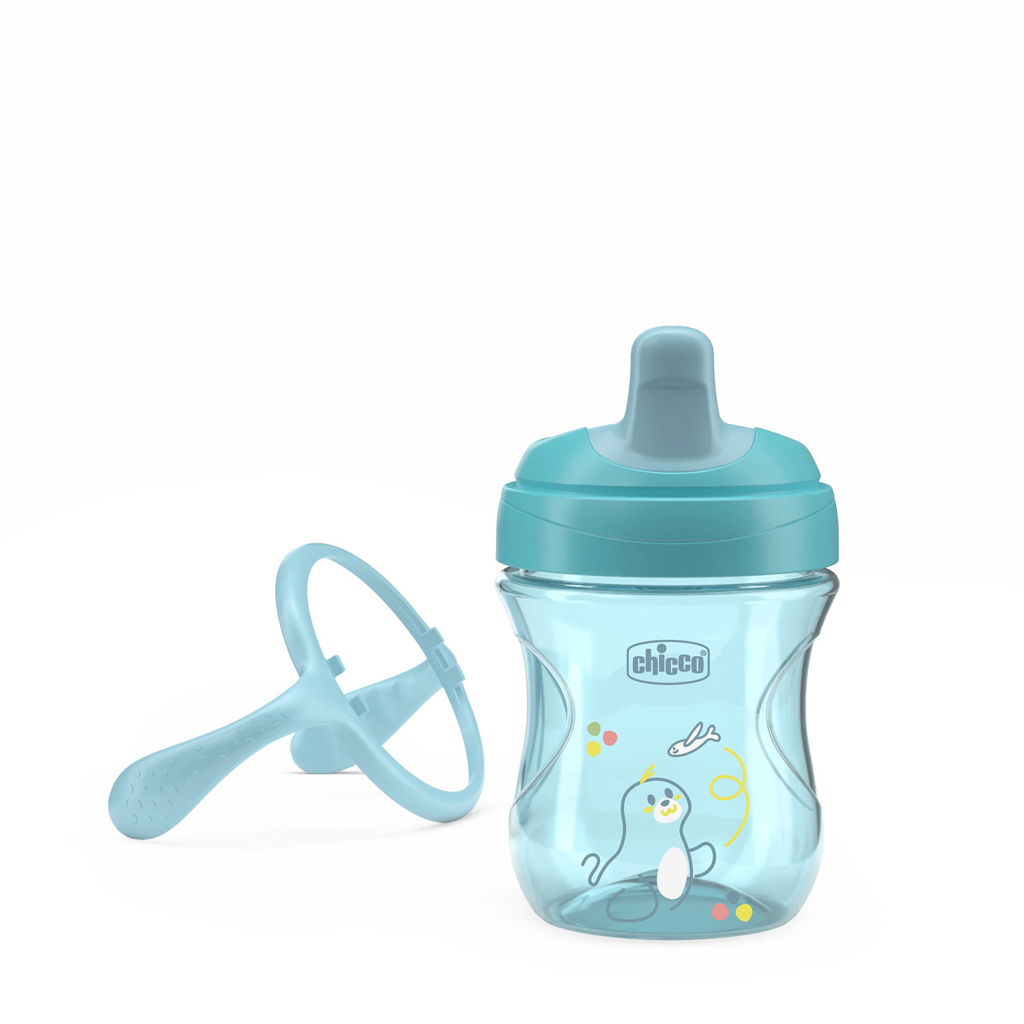 CHICCO Hrnček Training s držadlami teal, 6m+