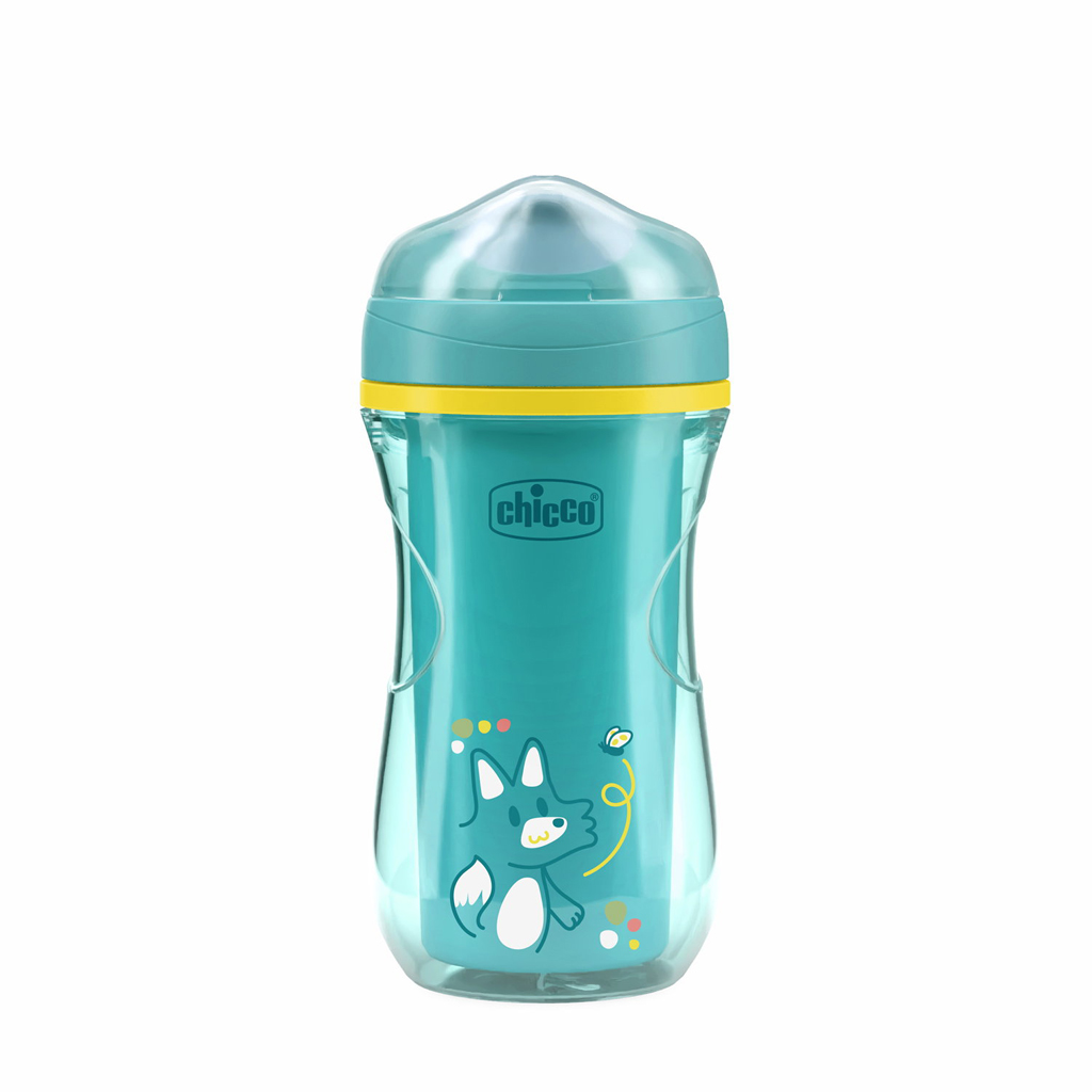 CHICCO Hrnček Active s tvrdým náustkom teal, 14m+