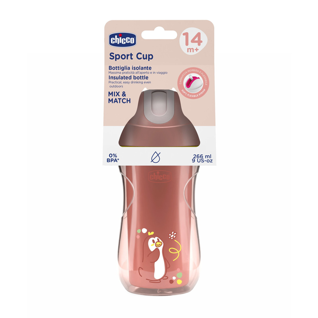 CHICCO Hrneček Sport termo se slámkou pink, 14m+_bez bpa