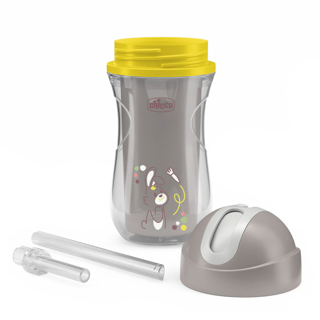 CHICCO Hrneček Sport termo se slámkou grey, 14m+ bez bpa
