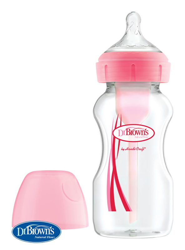 DR.BROWN'S Fľaša antikolik Options+ široké hrdlo 270 ml plast, ružová