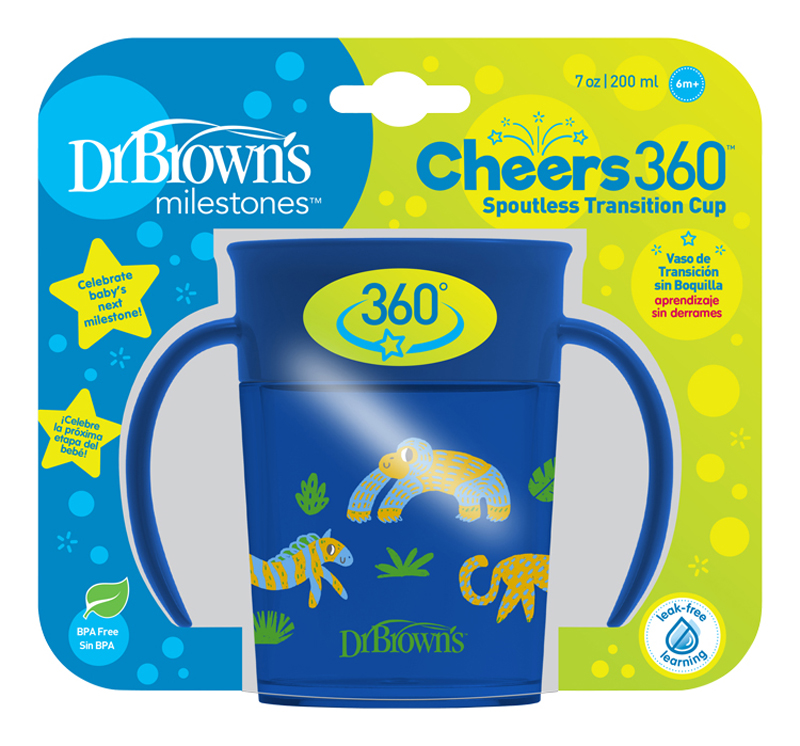 DR.BROWN'S Hrnek Cheers360 6m+ 200 ml, modrý