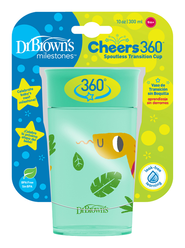 DR.BROWN'S Hrnek smothie Wall Cheers360 9m+ 300 ml, tyrkysový