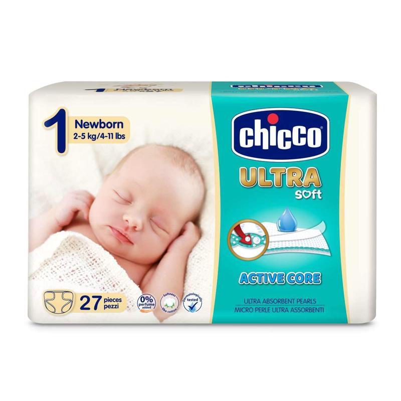 CHICCO Plienky jednorázové Ultra Soft Newborn (2-5 kg) 27 ks