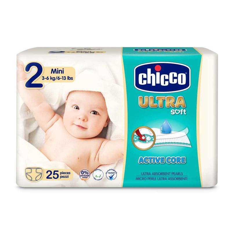 CHICCO Plienky jednorázové Ultra Soft Mini (3-6 kg) 25 ks