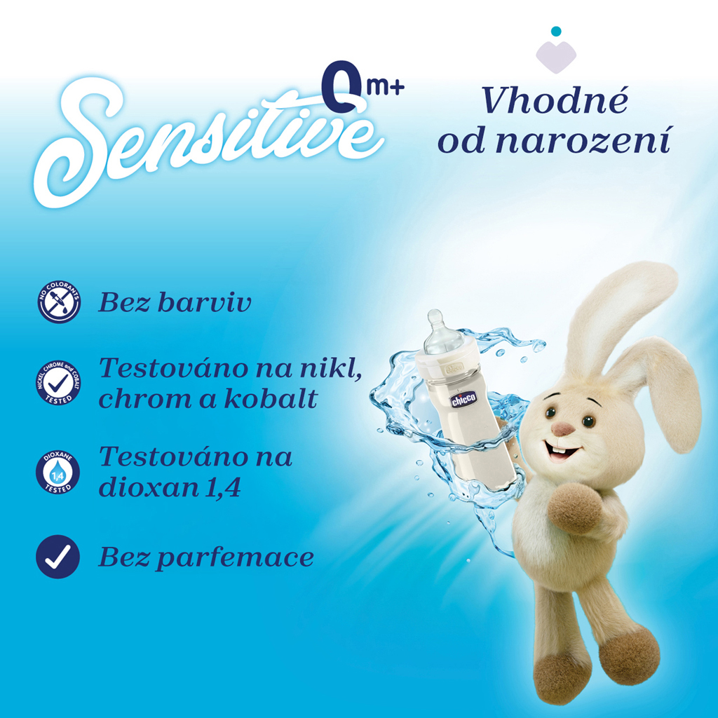 CHICCO Čistiaci prostriedok na fľaše a cumlíky Sensitive 300 ml, 0m+
