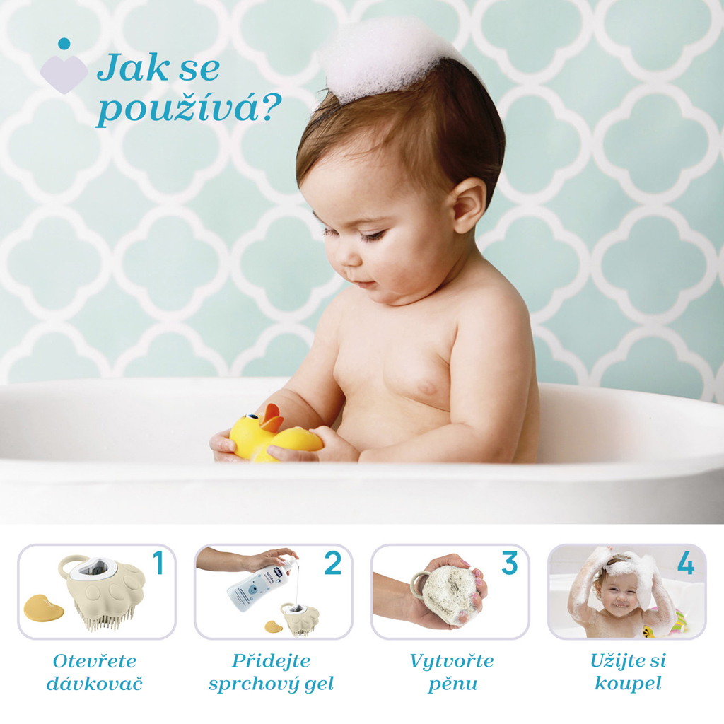 CHICCO Darčeková sada kozmetiky Natural Sensation + silikónová umývacia hubka labka