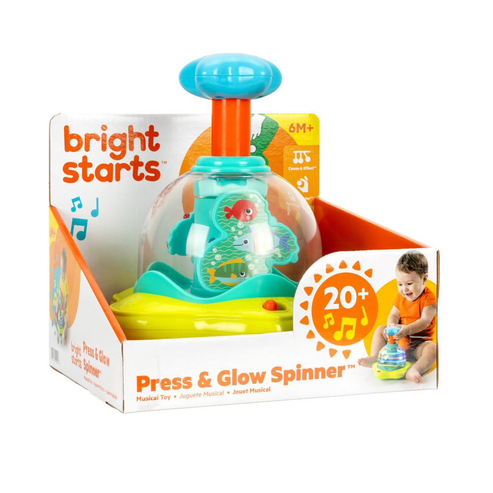 BRIGHT STARTS Hračka hudobná svietiaca Press&Glow Spinner 6m+
