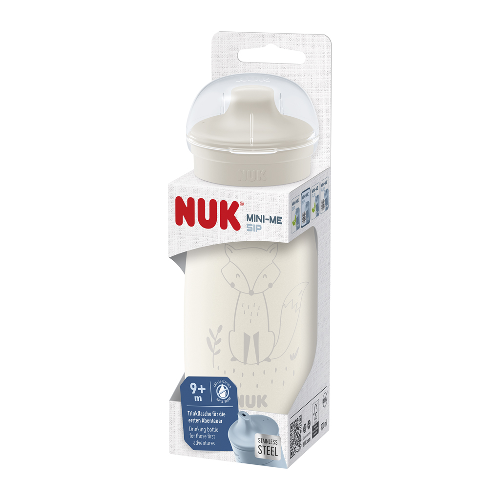 NUK Fľaša Mini-Me Sip nerezová - béžová 300ml, 9m+