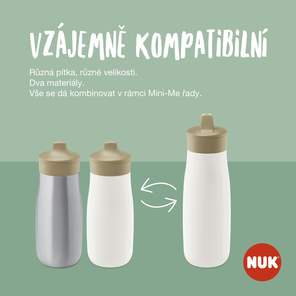 NUK Fľaša Mini-Me Sip nerezová - béžová 300ml, 9m+