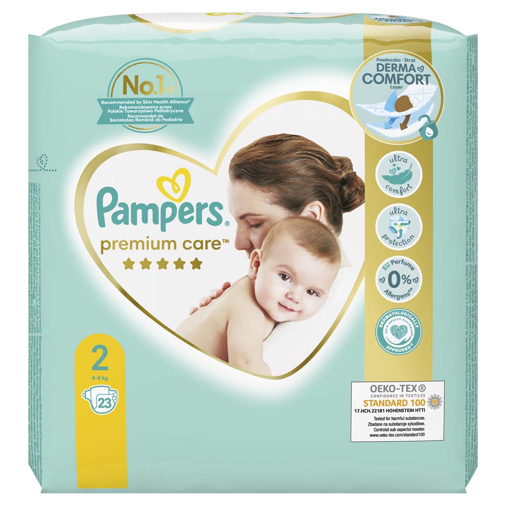 PAMPERS Premium Care Pleny jednorázové 2 (4-8 kg) 23 ks