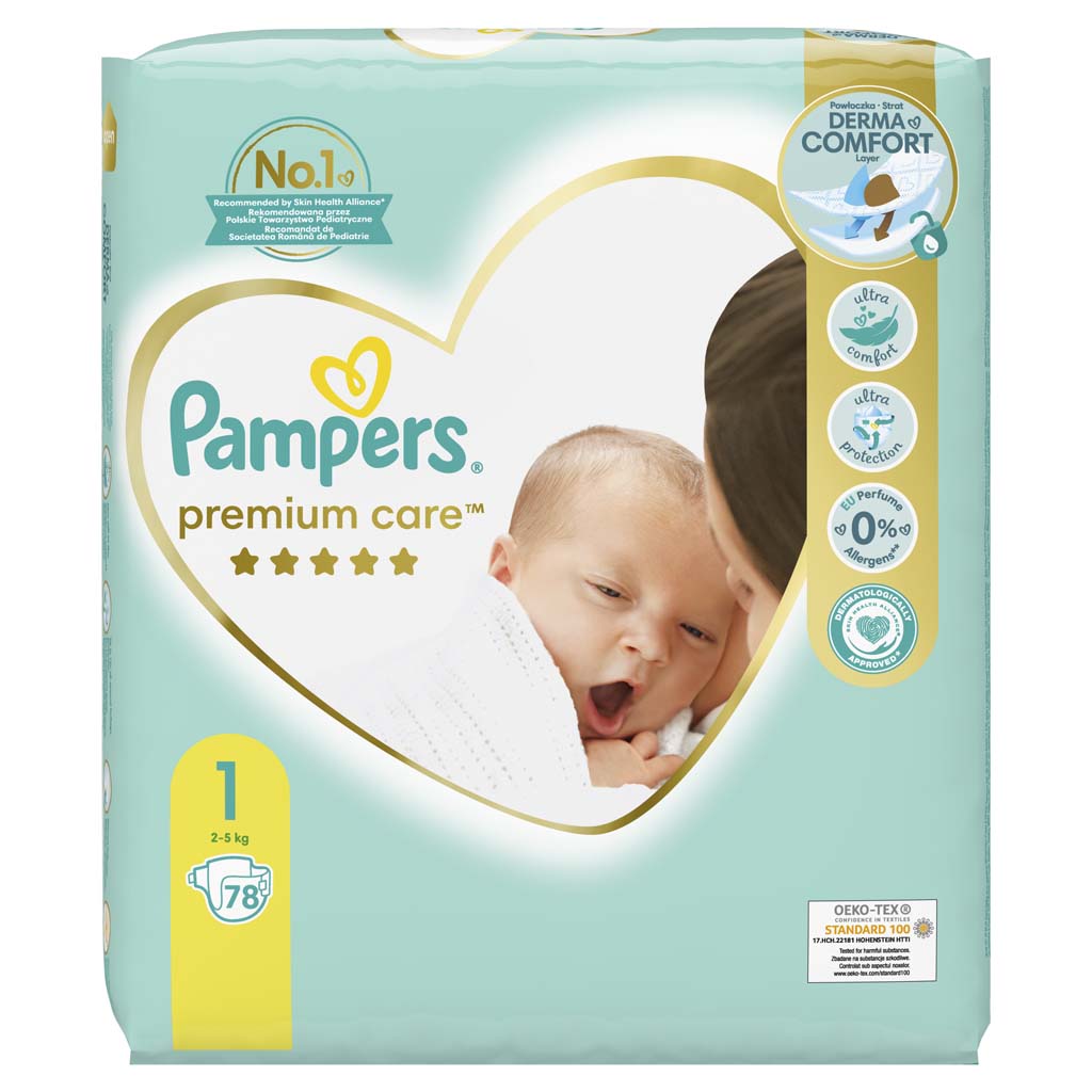 PAMPERS Plienky Premium Care 1 NEWBORN 2-5kg 78 ks