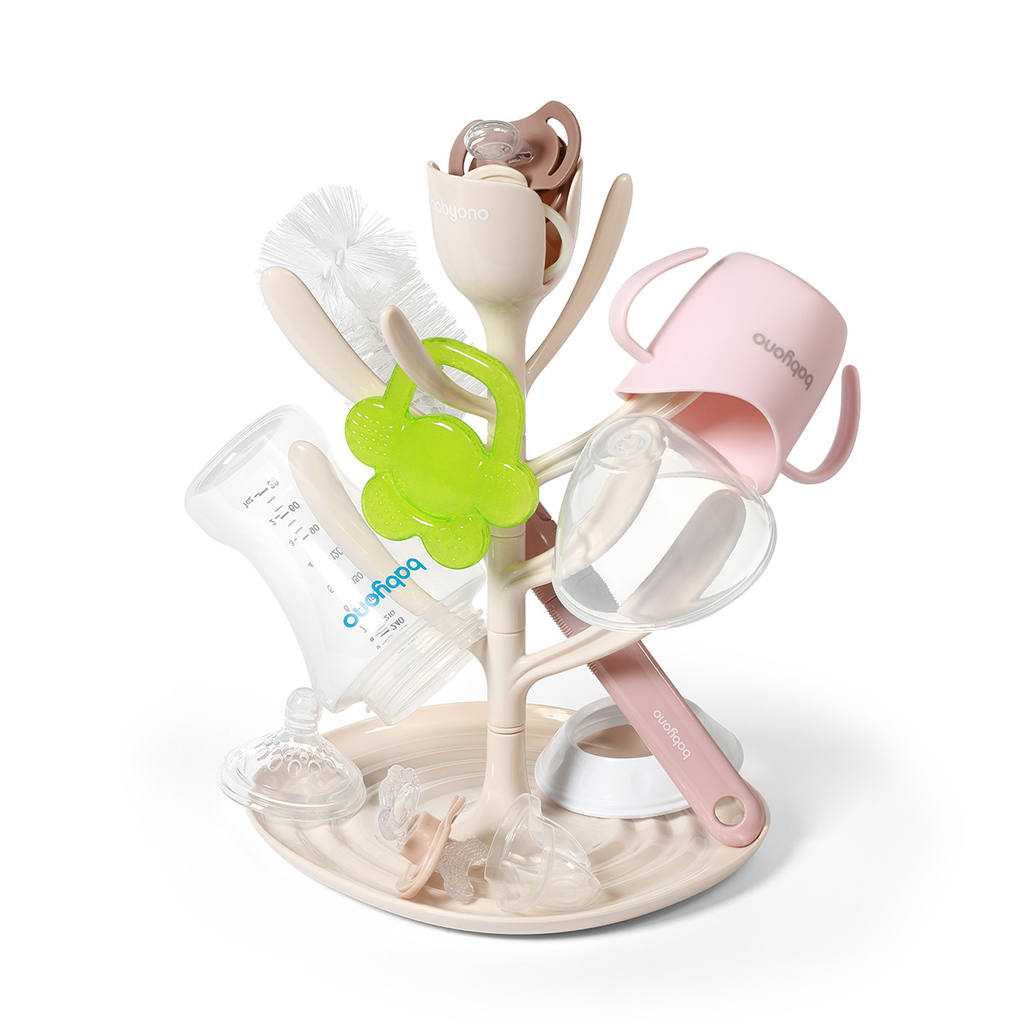 BABYONO Odkvapkávač univerzálny na fľaše a príslušenstvo Tulip Beige