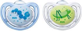 NUK Cumlík ortodontický Freestyle (0-6m) silikón 2 ks + Box – chlapec