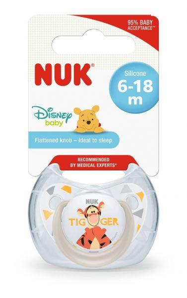 NUK Dudlík Disney - Medvídek Pú, silikon, V2 (6-18 m.) šedý + box