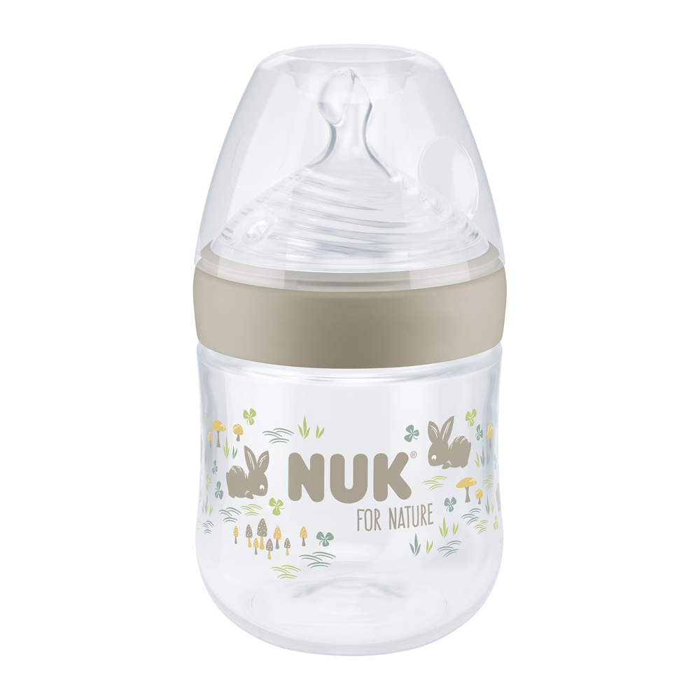 NUK Fľaša dojčenská For Nature s kontrolou teploty, hnedá 150 ml