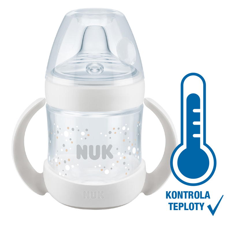 NUK Fľaštička na učenie Nature Sense s kontrolou teploty 150 ml biela
