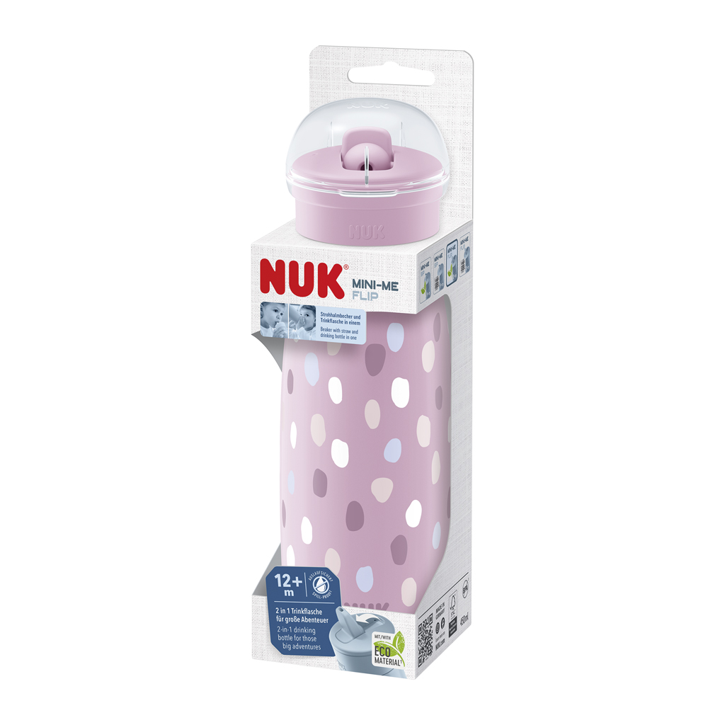 NUK Fľaša Mini-Me Flip - ružová 450ml, 12m+