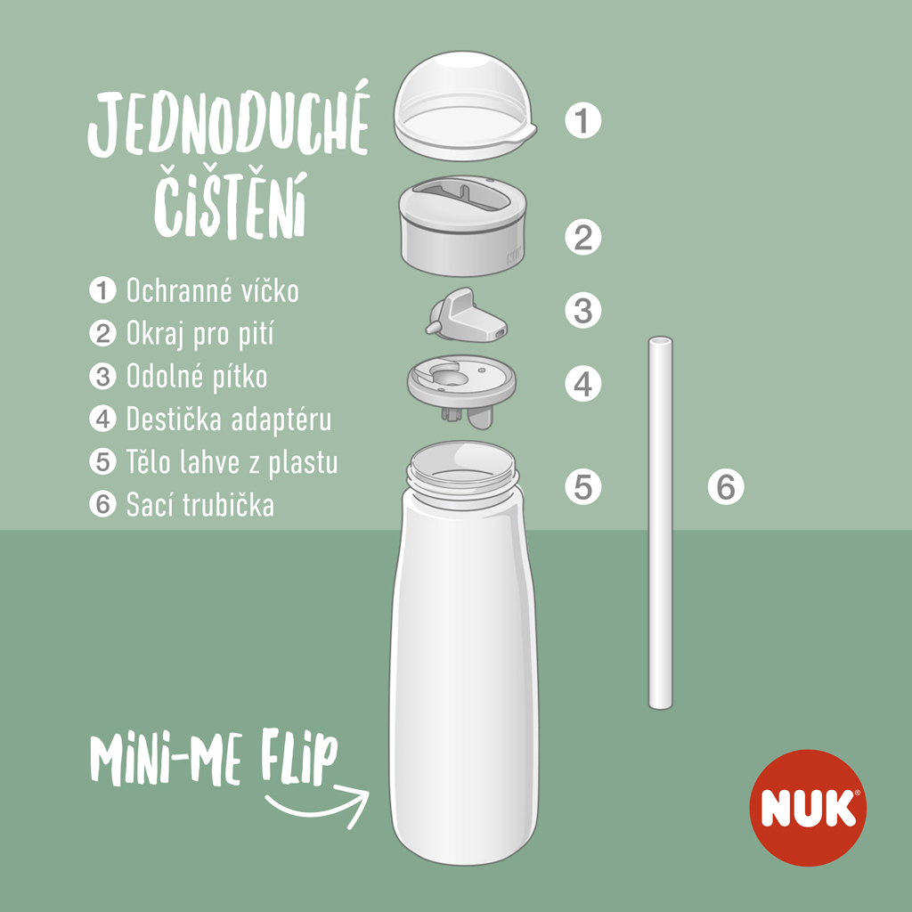 NUK Fľaša Mini-Me Flip - ružová 450ml, 12m+