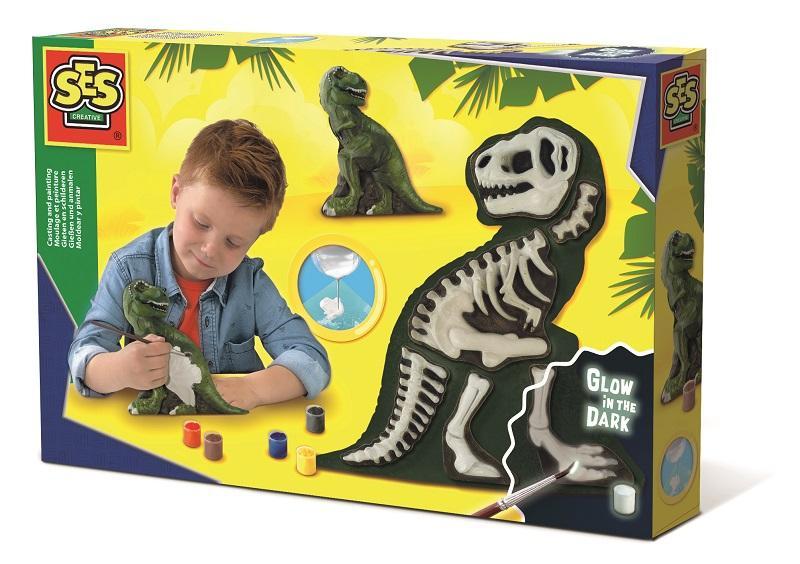 SES Sadrový komplet svietiaca kostra T-rexa,  V002140