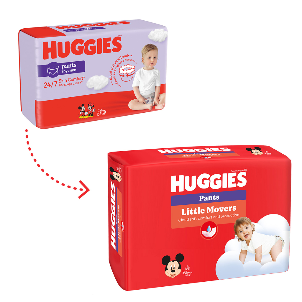 HUGGIES® Nohavičky plienkové Little Movers Pants 4 (9-14 kg), 36 ks