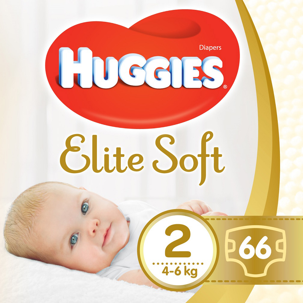 HUGGIES® Elite Soft Plienky jednorazové 2 (4-6 kg) 66 ks