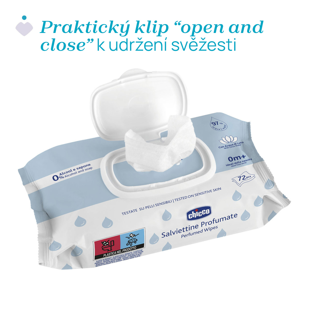 CHICCO Detské vlhčené obrúsky jemne parfumované 72 ks