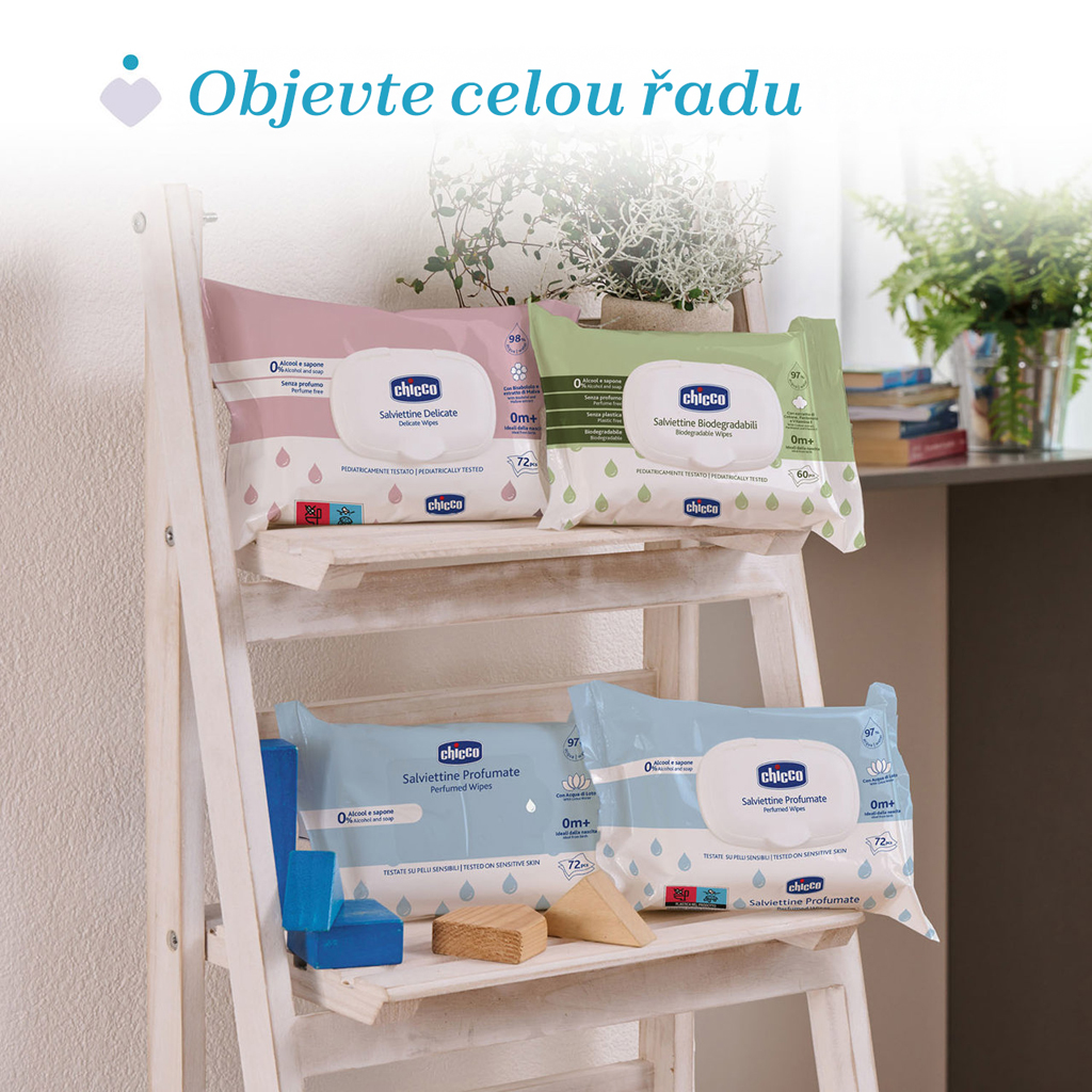 CHICCO Detské vlhčené obrúsky bez obsahu plastov 60 ks