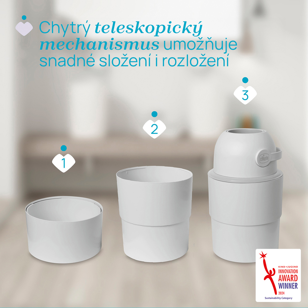 CHICCO Kôš na plienky teleskopický Odour Off na odstránenie zápachu Winter Clouds