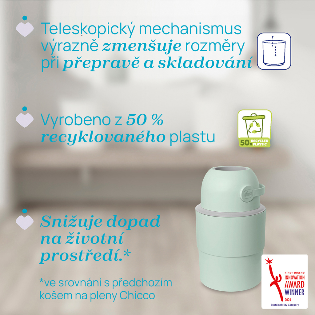CHICCO Kôš na plienky teleskopický Odour Off na odstránenie zápachu Tundra