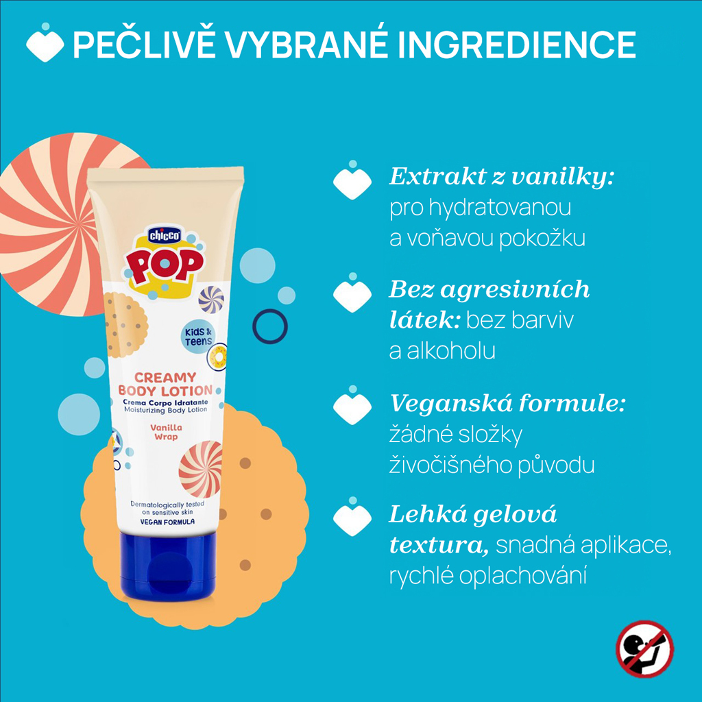 CHICCO Krémové telové mlieko Vanilla POP pre deti a teenagerov 150ml