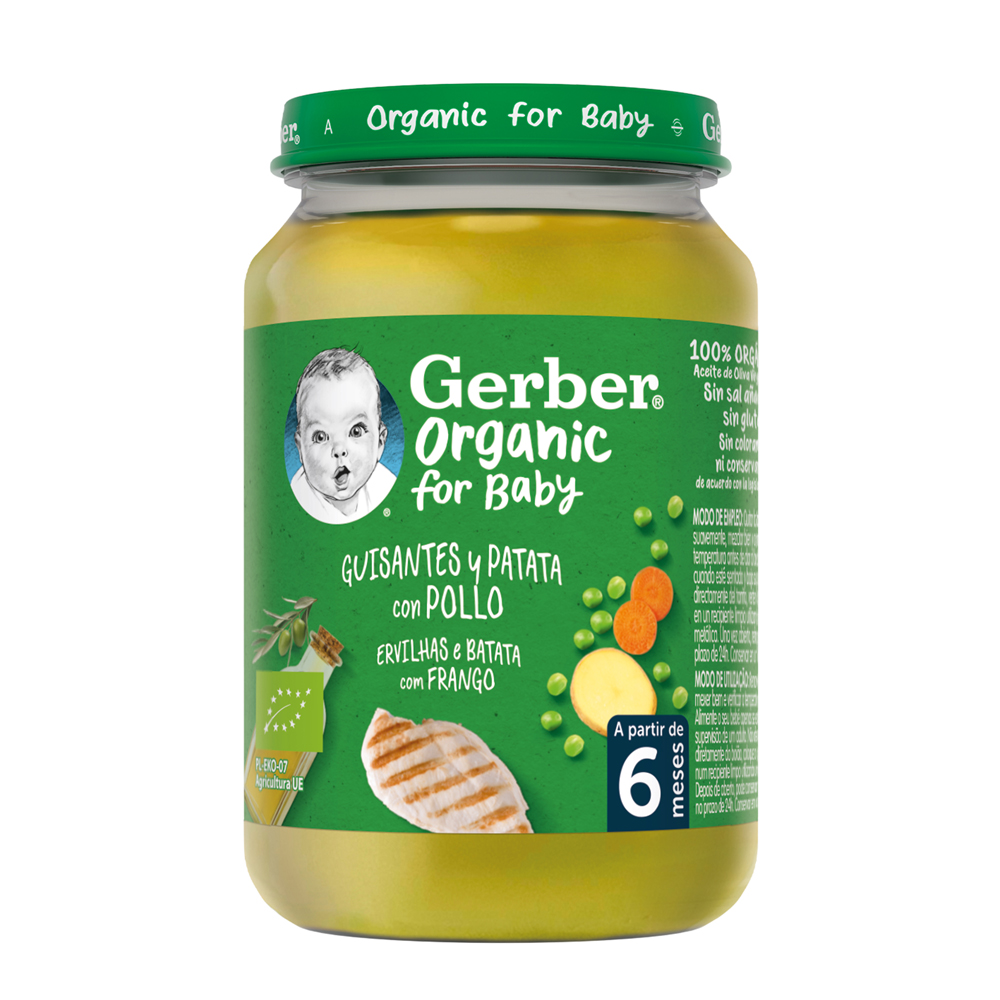 GERBER Organic detský príkrm hrášok so zemiakmi a kuracím mäsom 190 g​