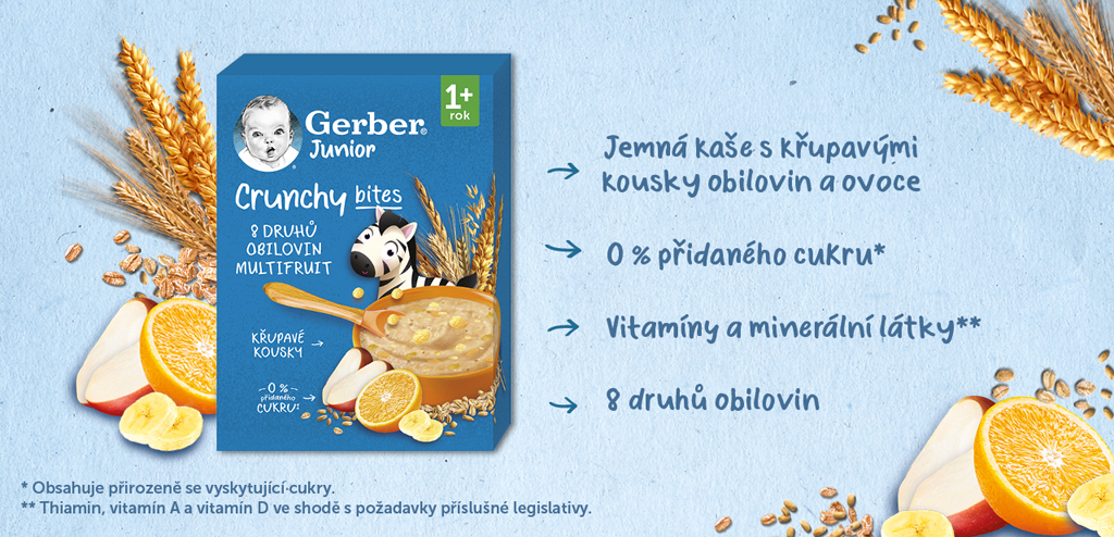 GERBER Junior kaša nemliečna ovocná s chrumkavými kúskami 200 g, 1r+